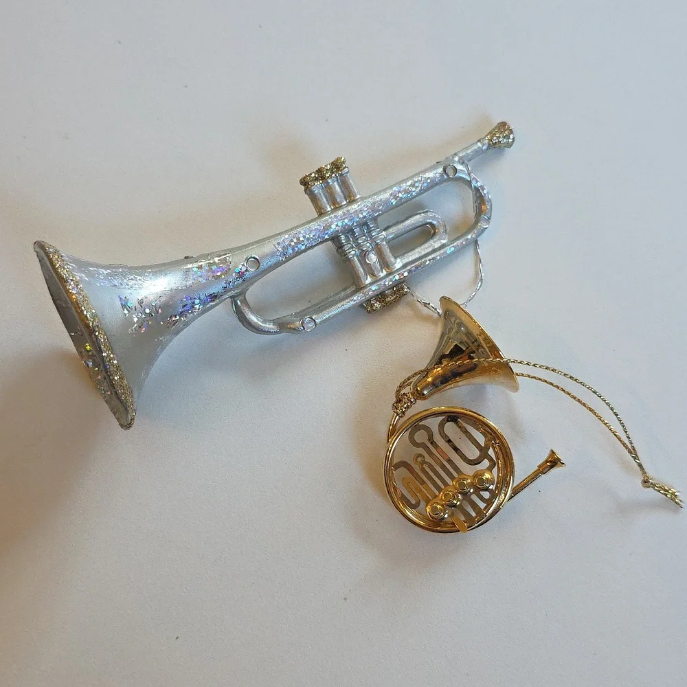 Christmas Ornaments - Silver and Gold Musical Instrument Ornaments